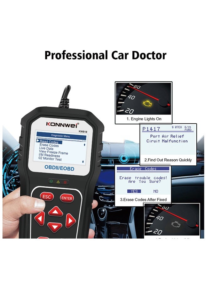 كونوي - KONNWEI KW818 obd2 الماسح الضوئي لقارئ رمز خطأ السيارة - Image 1