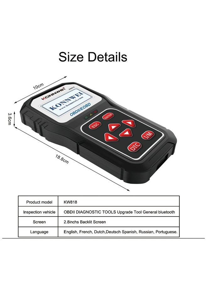 كونوي - KONNWEI KW818 obd2 الماسح الضوئي لقارئ رمز خطأ السيارة - Image 1