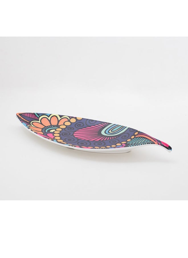 Bright Designs Melamine Matt Leaf Serving Plate 
Set of 2 (L 36cm W 15cm) Paisley  - Image 1
