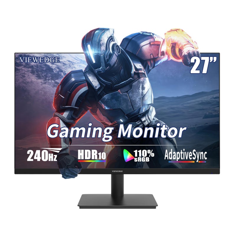 Viewedge 27 inch Gaming Monitor 240 Hz 1ms FHD 1920x1080 Computer Monitor, 110% sRGB HDR10 HDMI x 2 & DP x 2 Port, Built-in Speakers, Support Freesync and Wall Mount - Image 1