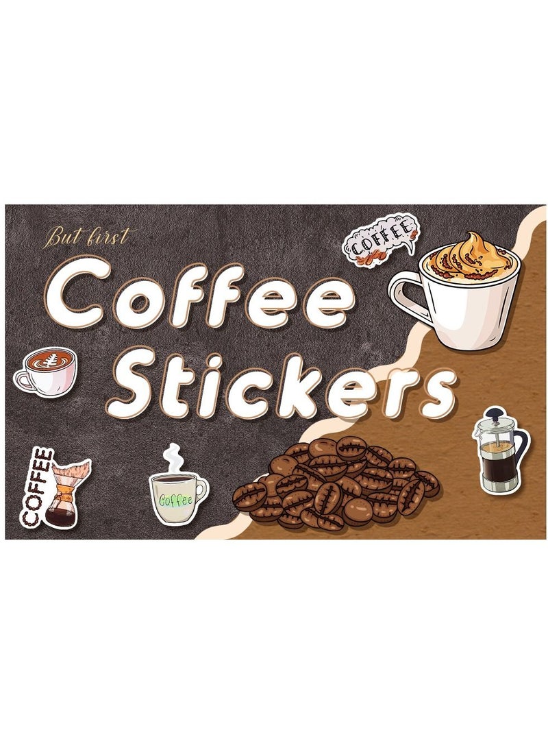 Y&D 50 Pcs Coffee Stickers for Water Bottle Laptop Skateboard Luggage Guitar Car Motorcycle Bike Vinyl Waterproof Sticker Pack Suitable Teens Adults  - Image 5