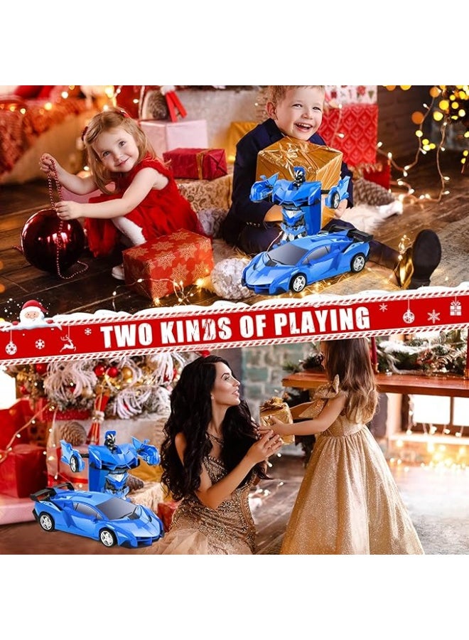 Thedtoy 2.4GHz Remote Control Transforming Robot Car Toy, for children aged 4, 5, 6, 7, 8, 9, 10, 11, and 12 years old, for boys and girls (Blue) - Image 2