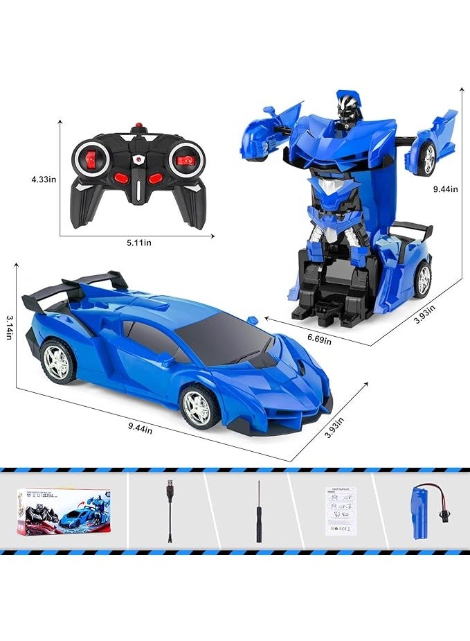Thedtoy 2.4GHz Remote Control Transforming Robot Car Toy, for children aged 4, 5, 6, 7, 8, 9, 10, 11, and 12 years old, for boys and girls (Blue) - Image 5
