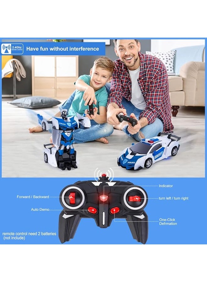 Thedtoy 2.4GHz Remote Control Transforming Robot Car Toy, for children aged 4, 5, 6, 7, 8, 9, 10, 11, and 12 years old, for boys and girls (Blue) - Image 3