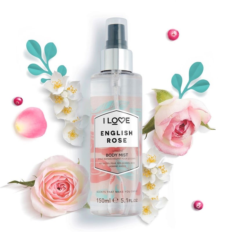 I Love I Love English Rose Scented Body Mist - Floral Body Mist Fragrance - Long Lasting Body Spray with Natural Fruit Extracts - Jasmine and Rose - 5.1 oz - Image 3
