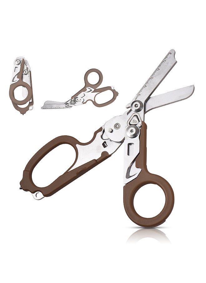 Generic Trauma Shear Multi functional Pliers Tool Outdoor Camping Tools Emergency Shears Ruler Band Cutter Glass Breaker Folding Scissors Non-slip Grip  - Image 1
