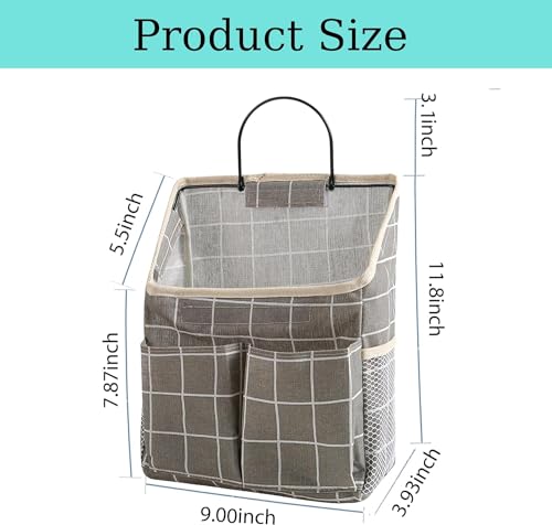 Someteth 2pcs Wall Hanging Storage BagWall Hanging Organizer Bags with Pockets Wall Organizer Storage for Dormitory Bathroom Bedroom KitchenGrey Grid - Image 3