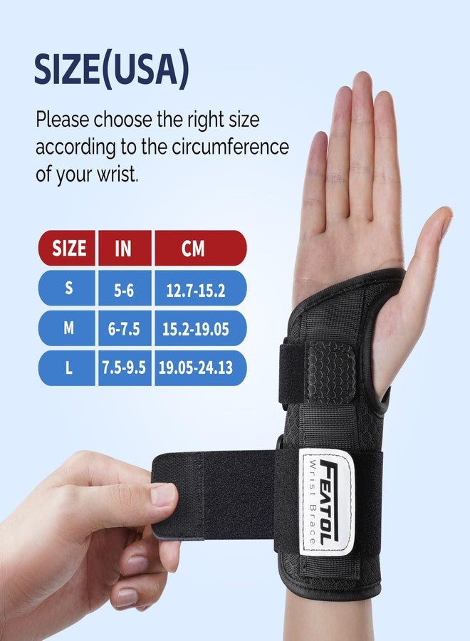 FEATOL 2 Pack Carpal Tunnel Wrist Brace For Work With Wrist Splint, 6.5'' Wrist Brace Night Support For Women Men, Pain Relief For Tendonitis, Arthritis, Pregnancy, Typing, Right and Left Hand, Medium - Image 5