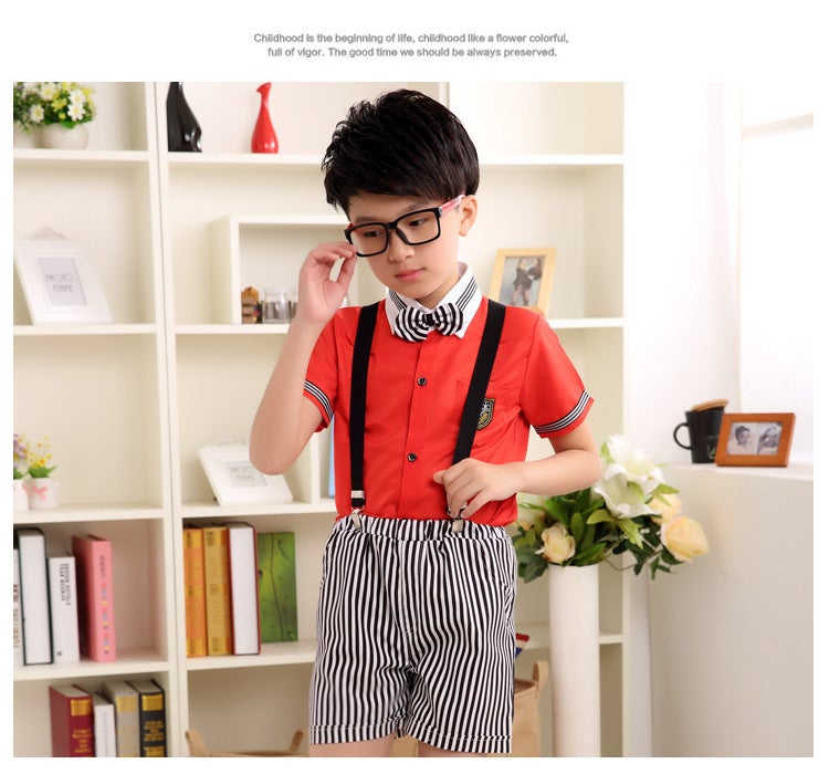 New Childrens June 1 Childrens Chorus Costume School Uniform Kindergarten Costume Boys and Girls Backband Pants Recitation Performance Costume Section A Men's