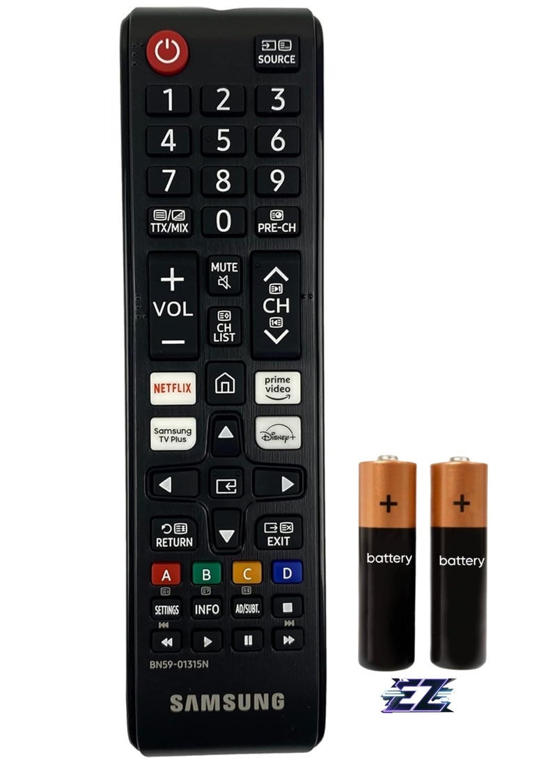 PopZa BN59-01315N Remote Control for Samsung Smart TVs Includes Netflix, Disney Plus, Prime Video Shortcuts, Samsung TV UN43TU7000F, UN50TU7000F, UN55TU7000F, UN43RU7100, UN43RU7200 with battery - Image 1