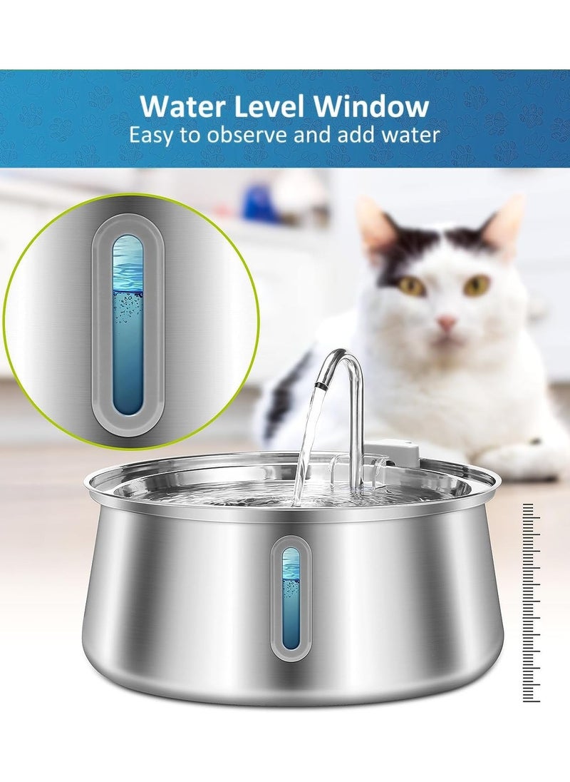 بيوينتي Stainless Steel Pet Fountain, 4L/134Oz Cat Water Fountain, Dog Water Dispenser,Water Level Window and LED Light Ultra-Quiet Pump,Cat Dog Multiple  Automatic Pets Fountain for Drinking  - Image 4