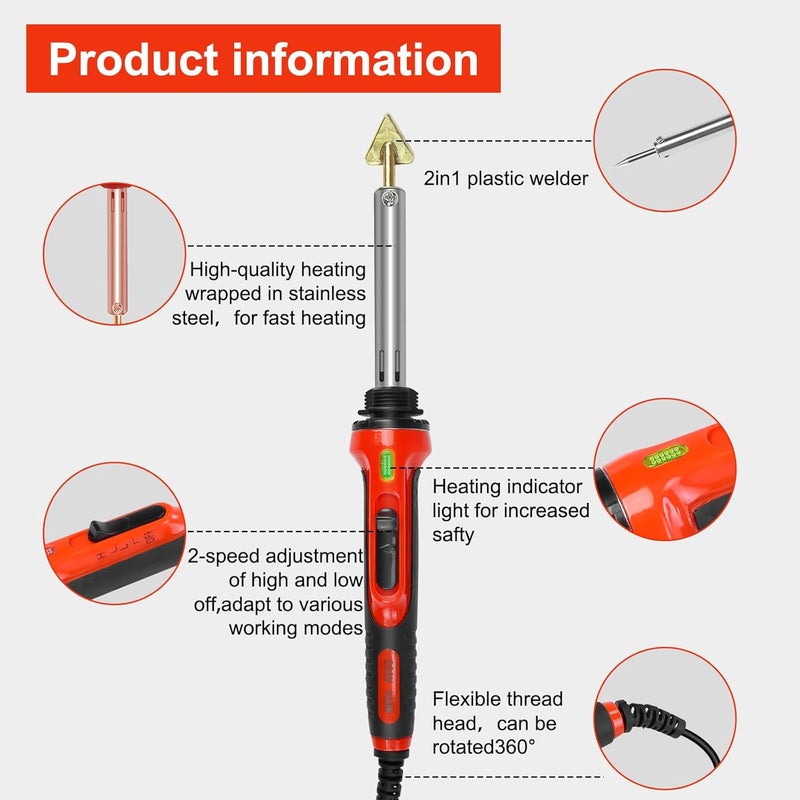 DEWINNER 100W Portable Plastic Welding Kit - 2-in-1 PVC Repair Machine for Car Bumper, Dashboard, Kayak, Canoe Surface Repair - Image 4