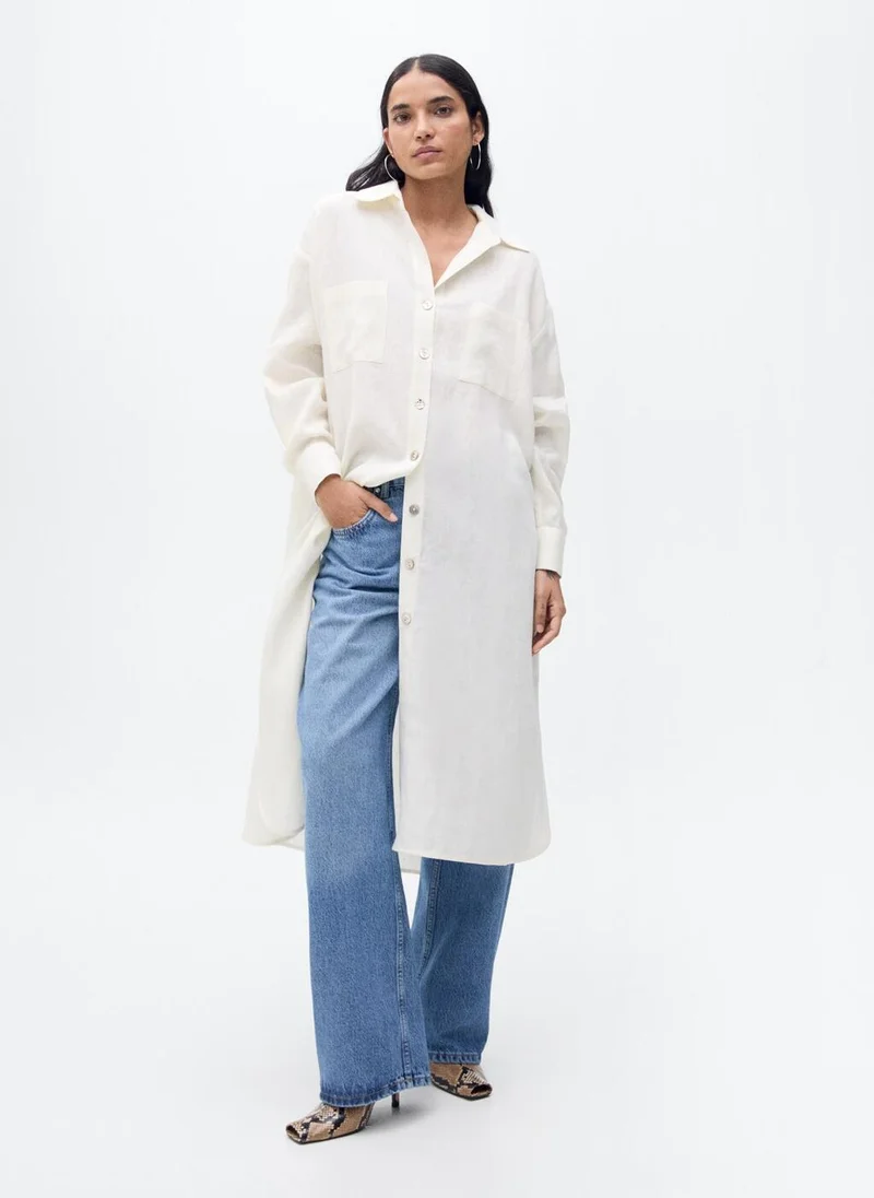 مانجو Casual Linen Long Shirt