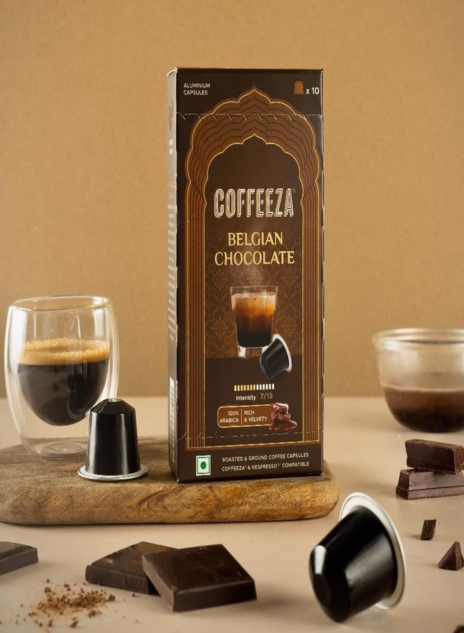 Coffeeza Belgian Chocolate Flavoured Aluminium Coffee Capsules, Intensity -7 |100% Arabica Coffee | Nespresso Compatible Coffee Pods | Box of 1 (10 Capsules) - Image 4