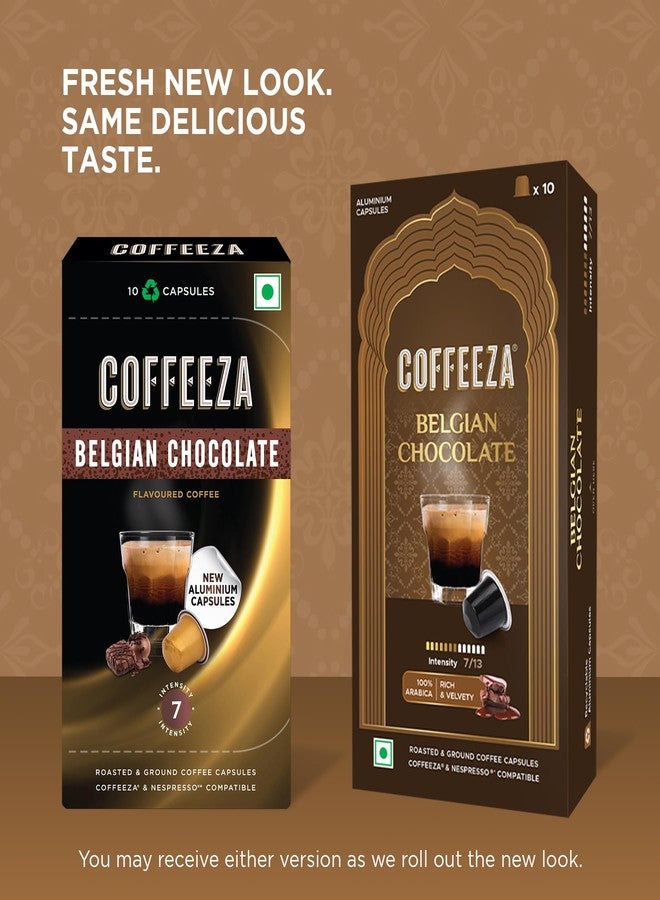 Coffeeza Belgian Chocolate Flavoured Aluminium Coffee Capsules, Intensity -7 |100% Arabica Coffee | Nespresso Compatible Coffee Pods | Box of 1 (10 Capsules) - Image 3