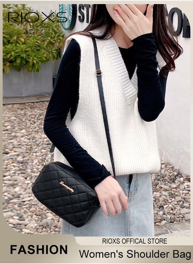 RIOXS Women Quilted Crossbody Bag Small Trendy Design Crossbody Bags for Women Purses Fashion Leather Lightweight Handbags Shoulder Bag  - Image 1