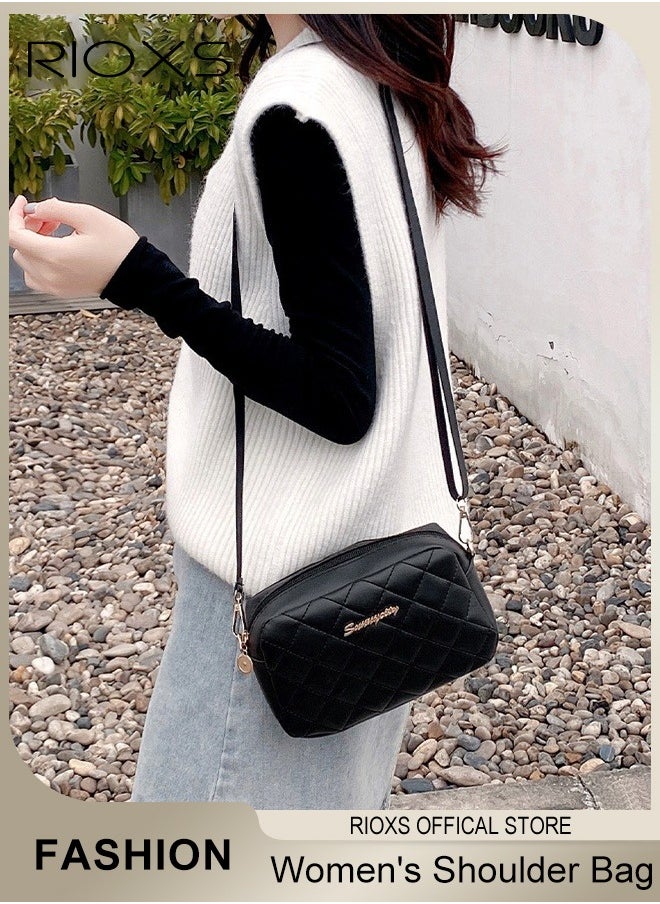 RIOXS Women Quilted Crossbody Bag Small Trendy Design Crossbody Bags for Women Purses Fashion Leather Lightweight Handbags Shoulder Bag  - Image 4