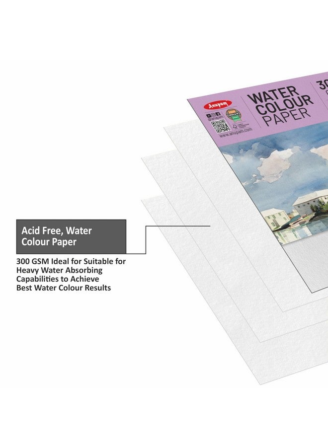 Anupam Professional Watercolour Paper | A4 (30X21CM) 300 GSM Cold Pressed Paper |Acid-Free 10 Sheets| Ideal for Artist, Professional Drawing, Painting Dry & Wet, Fine Art, School, Students - Image 4
