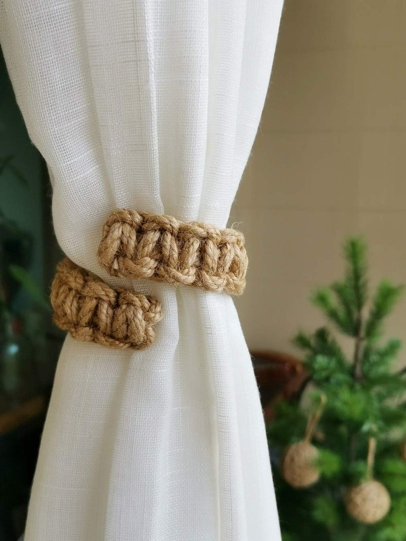 Elkpruu Braided Curtain Tiebacks for Drapes, Rustic Curtain holdbacks Set of 4, Handmade Curtain Ties for Sheer/Light Weight Drapes - Image 4