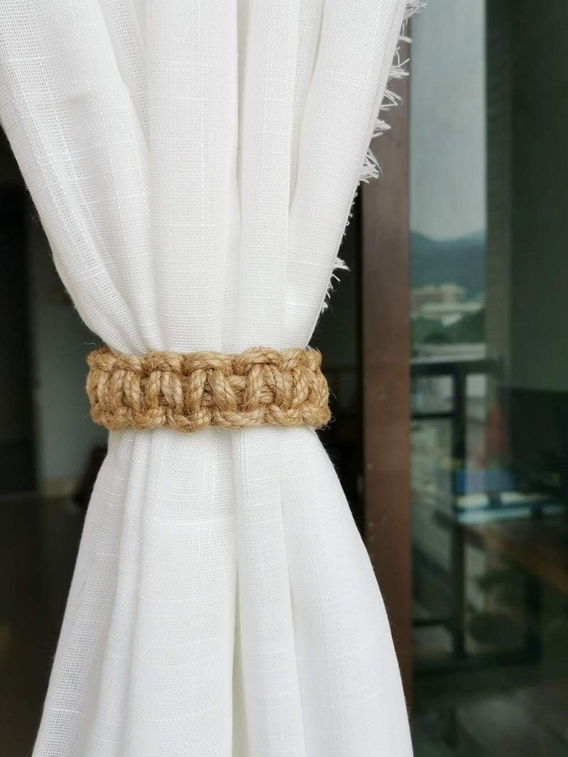 Elkpruu Braided Curtain Tiebacks for Drapes, Rustic Curtain holdbacks Set of 4, Handmade Curtain Ties for Sheer/Light Weight Drapes - Image 3