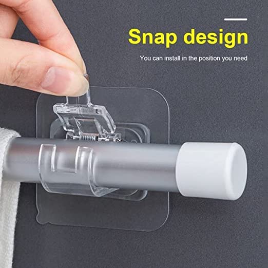 basma RP MALL Curtain Rod Brackets No Drilling Self Adhesive White Sticky Wall Hooks for Nail Free Adjustable Curtain Rod Bracket Holder Wall Brackets Hanger for Towel Rod Curtain Pole Pack of 2 - Image 4
