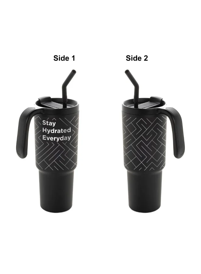 Hans Larsen black Hans Larsen Forza 360 Recycled Stainless Steel Tumbler Eco-Friendly Spill-Proof Tumbler with 360° Branding  Best for Corporate Gifting, Men Women & Kids - 900 ml Black  | Best Price UAE
