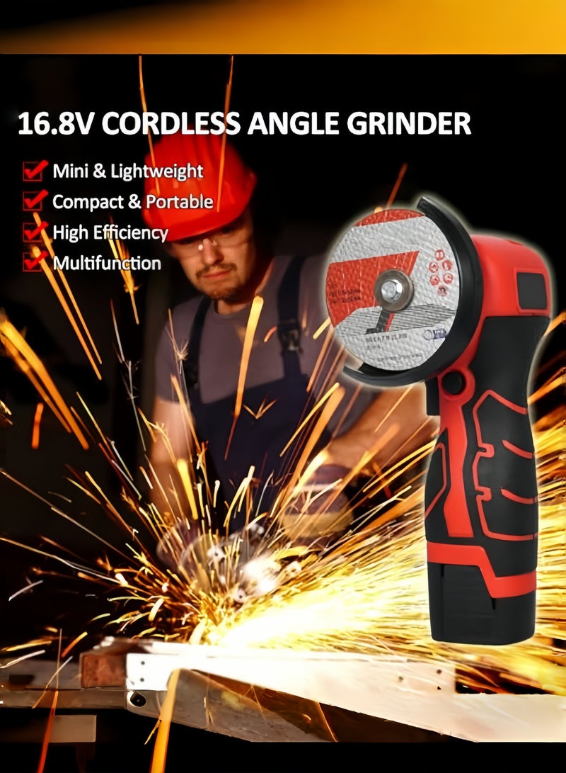 nihao 15 - Pcs Angle Grinder Tool Kit, Mini Angle Grinder, Cordless Electric Angle Grinding Tool High Power 16.8V 19500RPM with 2PCS 2000mAh Battery, 28000r/min,Nylon Cutting Blade-s/Grinding Disc/Metal Cutting Disc (1 * Angle grinder , 2 * Batteries ,1 * UK charger , 1 * Grinding disc ,1 * Screwdriver ,1 * A pair of gloves , 6 * Saw blades ,1 * User manual (English) ,1 * Storage box)  - Image 4