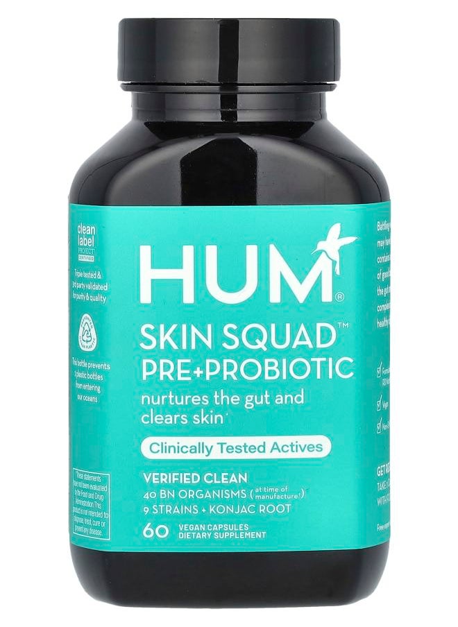 Hum Nutrition - Skin Squad Pre + Probiotic 60 Vegan Capsules - Image 1