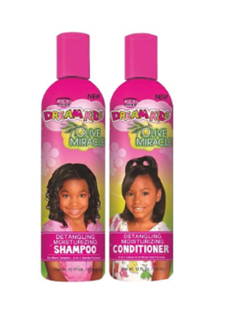 African Pride Dream Kids Olive Miracle Detangling Shampoo And Conditioner Combo Set 355ml  - Image 1
