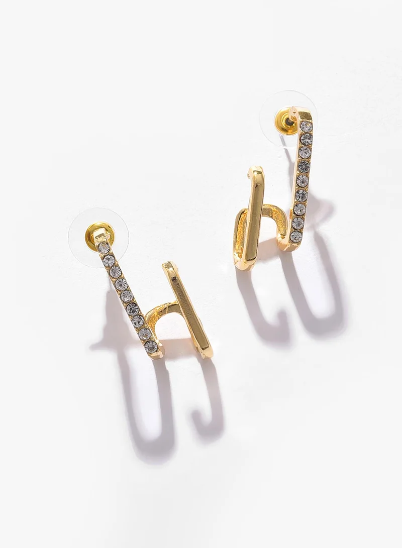 سوهي أقراط متدلية من الحجر بتصميم مطلي بالذهب