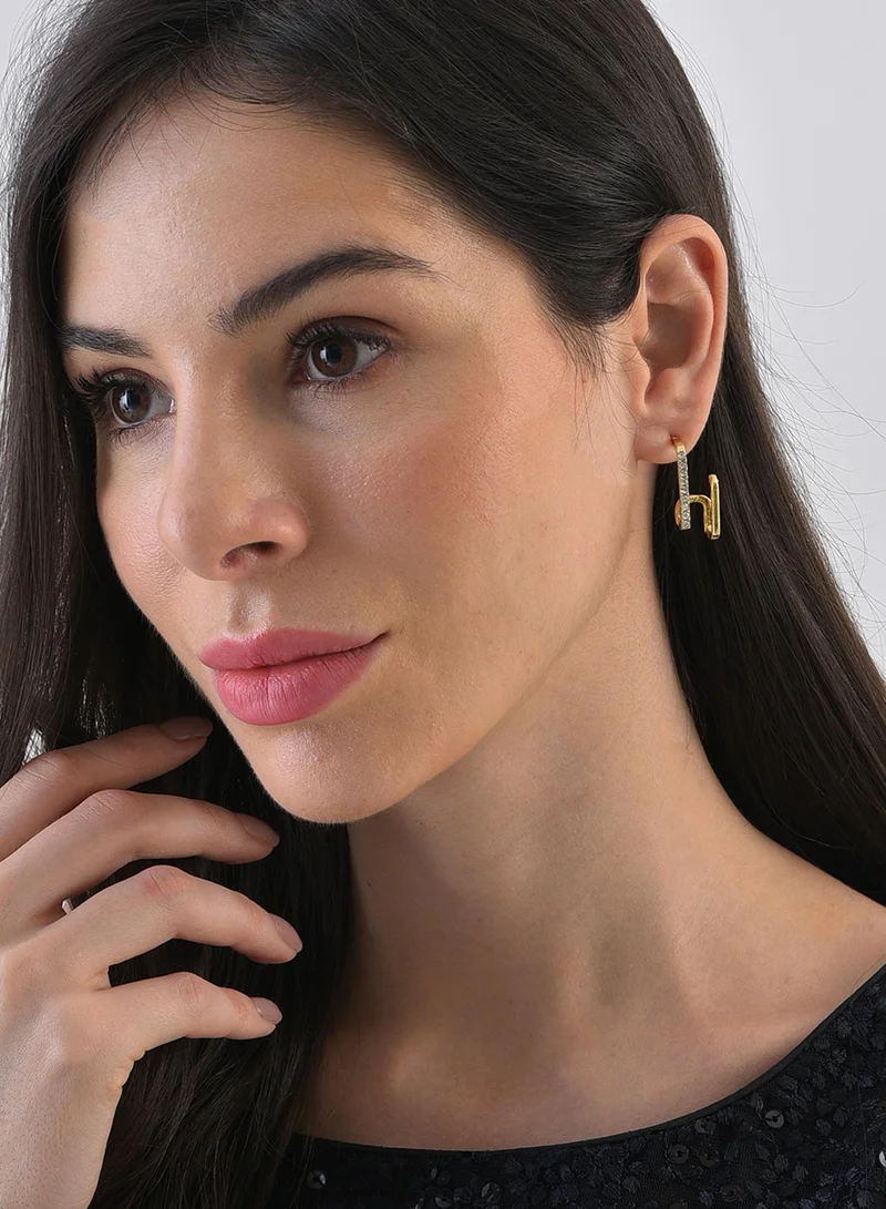 سوهي أقراط متدلية من الحجر بتصميم مطلي بالذهب