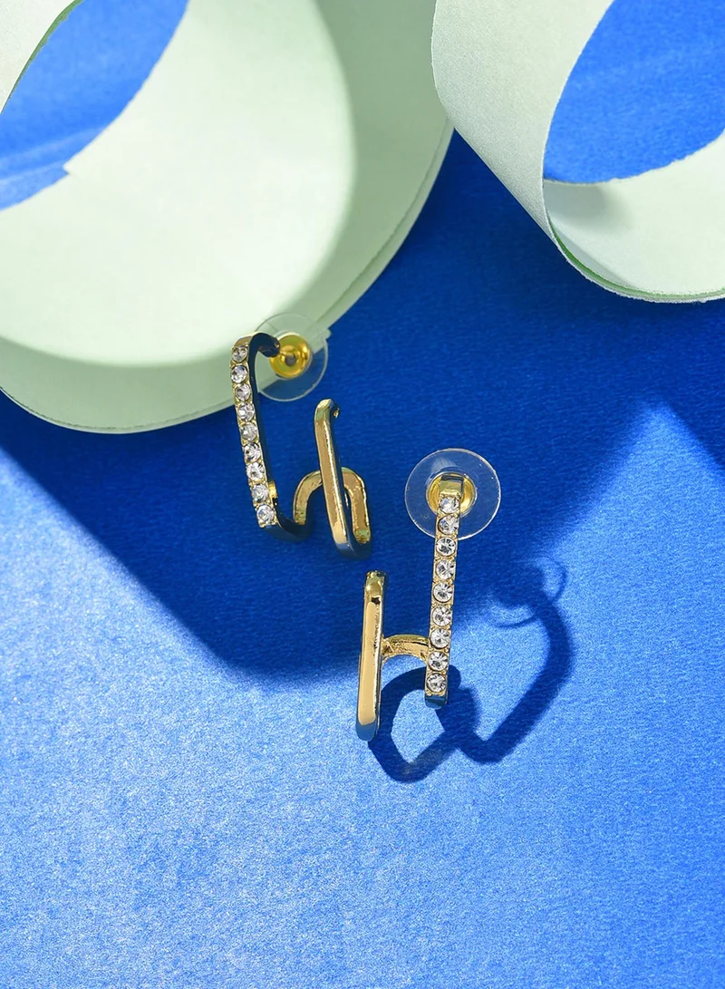 سوهي أقراط متدلية من الحجر بتصميم مطلي بالذهب