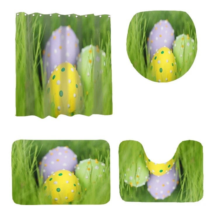 Y&D Hot Sale Digital Printed Shower Curtain Set Bathroom Rugs and Mats Sets - Image 1