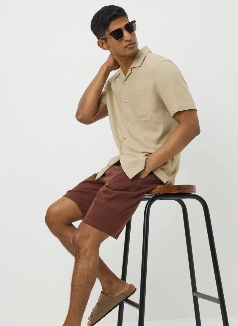 Matalan Stone Linen Blend Co Ord Shirt