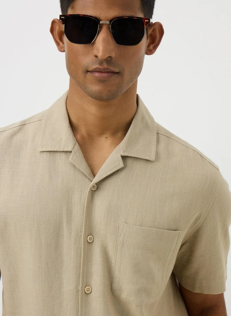 Matalan Stone Linen Blend Co Ord Shirt