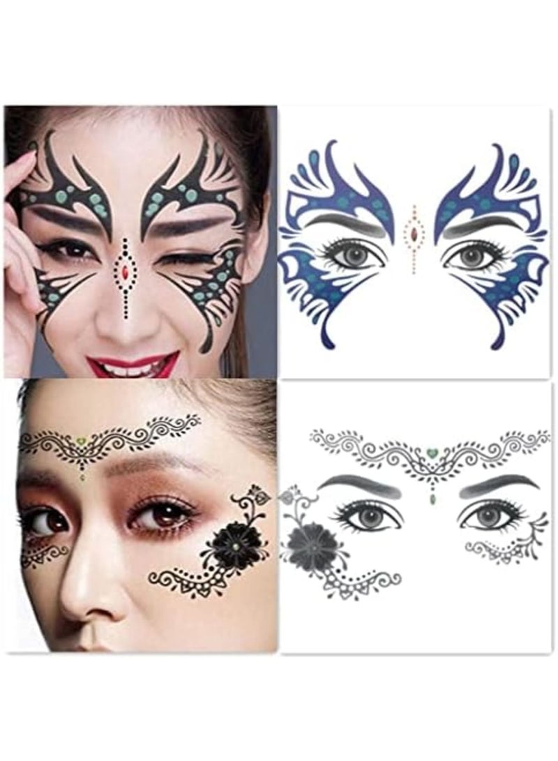 SYOSI 8 عبوة من وشوم الوجه المؤقتة المقاومة للماء ملصقات مكياج على الوجه والعين والجبهة والجسم لعيد الهالوين وعيد الميلاد وحفلات التنكر المسرحية - Image 2