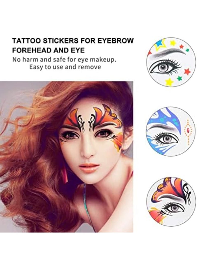 SYOSI 8 عبوة من وشوم الوجه المؤقتة المقاومة للماء ملصقات مكياج على الوجه والعين والجبهة والجسم لعيد الهالوين وعيد الميلاد وحفلات التنكر المسرحية - Image 5