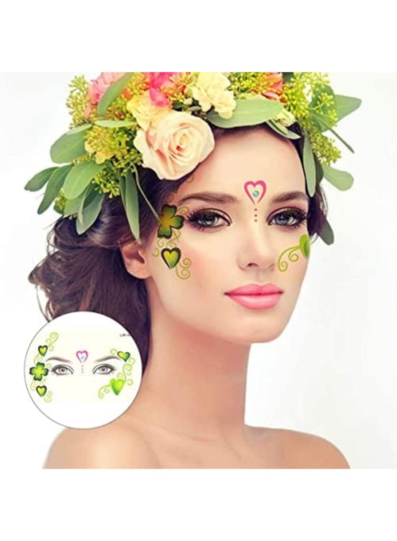 SYOSI 8 عبوة من وشوم الوجه المؤقتة المقاومة للماء ملصقات مكياج على الوجه والعين والجبهة والجسم لعيد الهالوين وعيد الميلاد وحفلات التنكر المسرحية - Image 3