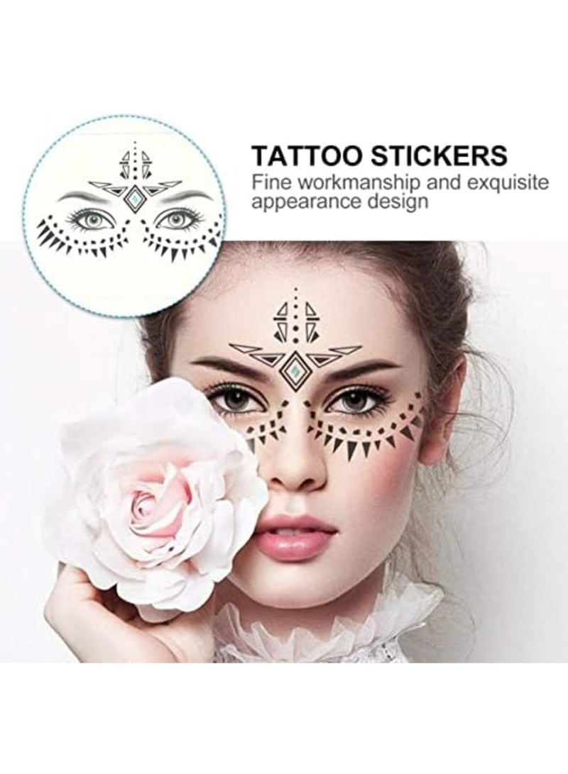 SYOSI 8 عبوة من وشوم الوجه المؤقتة المقاومة للماء ملصقات مكياج على الوجه والعين والجبهة والجسم لعيد الهالوين وعيد الميلاد وحفلات التنكر المسرحية - Image 4