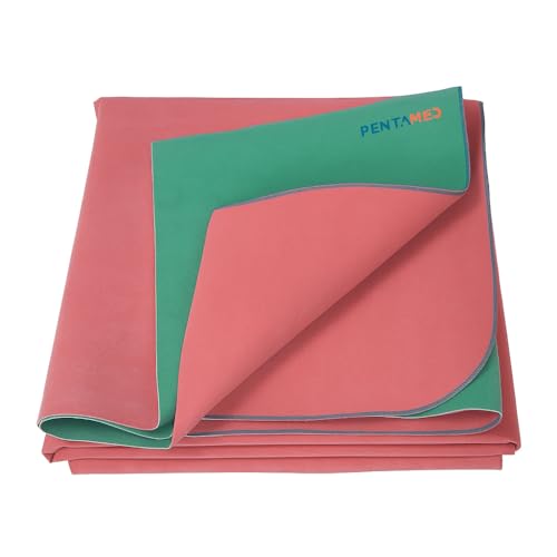 PENTAMED Waterproof Rubber Bed Protector – Reusable Mackintosh Sheet for Baby, Kids & Adults | Mattress & Crib Protection | Hospital & Home Use (1 x 2 Mtr: Green-Pink) - Image 1
