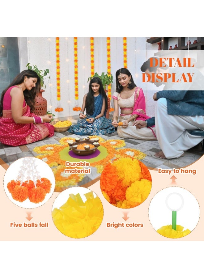 ديوالي ديكورات البنود,5PCs 5Feet طويل زهرة الماريجولد الاصطناعية, الماريجولد كرلاند للديكور,ديوالي ديكور,الديكور الهندي لحفلات الزفاف,عيد الميلاد,الأحداث الثقافية (البرتقالي الأصفر) - Image 4