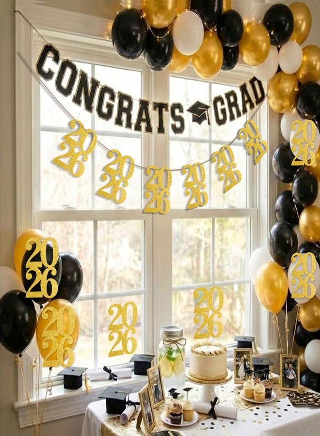 MixTeach 24 Pieces Glitter 2026 Cutouts Tags Decorations Double Side 2026 Graduation Cutouts 2026 Graduation Centerpiece 2026 New Year Decorations for Graduation New Year Party Supplies Favor(Gold, 2026) - Image 5
