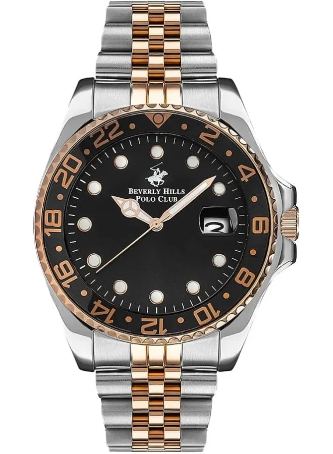 BEVERLY HILLS POLO CLUB Men's Quartz Movement Watch, Analog Display and Metal Strap - BP3126X.550, Silver