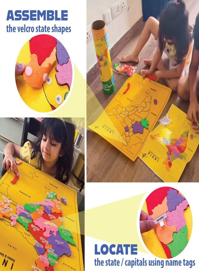 Kalakaram Felt Fabric India Map Puzzle – Educational Toy for Kids | Interactive Learning Puzzle for Boys & Girls | Geography Toy | STEM-Inspired Activity | Birthday Gift for Boy & Girl - Image 3