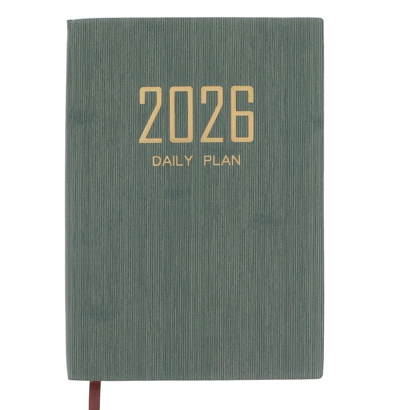 2026 Thickened A5 Daily Planner Notebook With Black White Index Green Cover For Office Home Use - Image 2