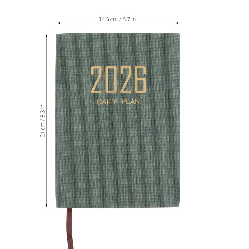 2026 Thickened A5 Daily Planner Notebook With Black White Index Green Cover For Office Home Use - Image 3