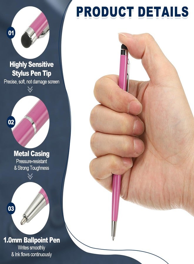PATIKIL Ballpoint Pen with Stylus Tip, 8Pcs 2 in 1 Slim Metal Black Ink 1.0mm Medium Point Stylus Pen for Touch Screens Office Desk, Dark Red - Image 3