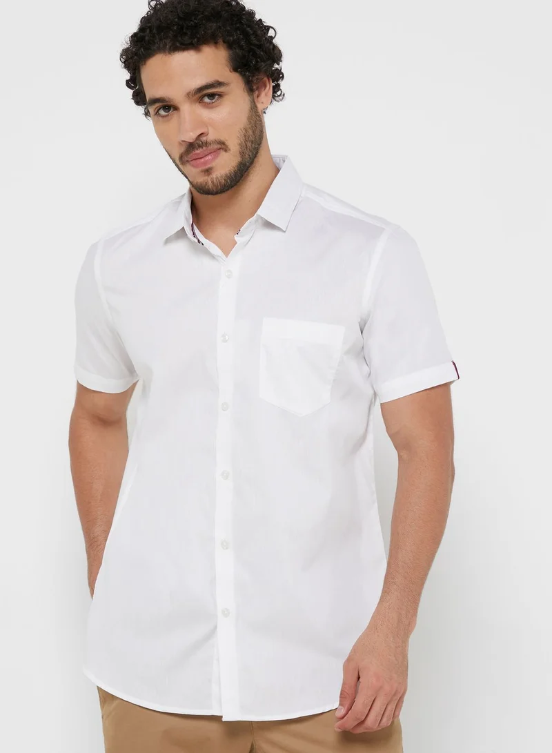 Robert Wood Cutway Collar Regular Shirt Half Sleeve With Turn Up