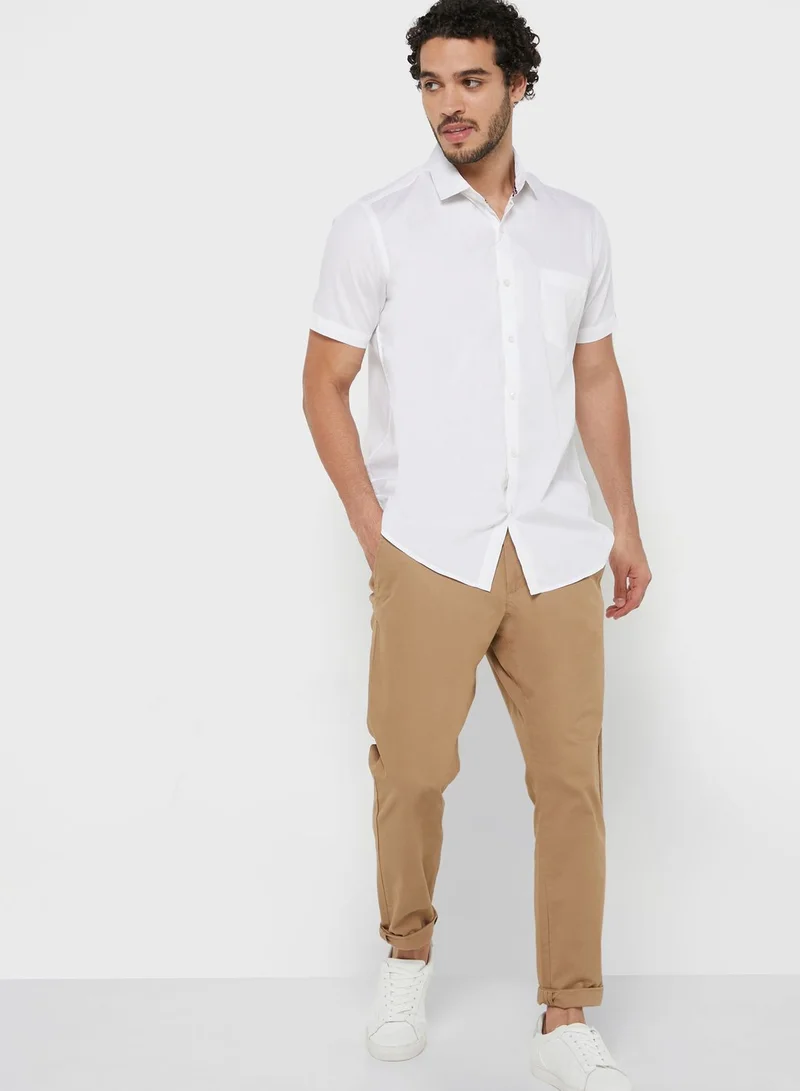 Robert Wood Cutway Collar Regular Shirt Half Sleeve With Turn Up