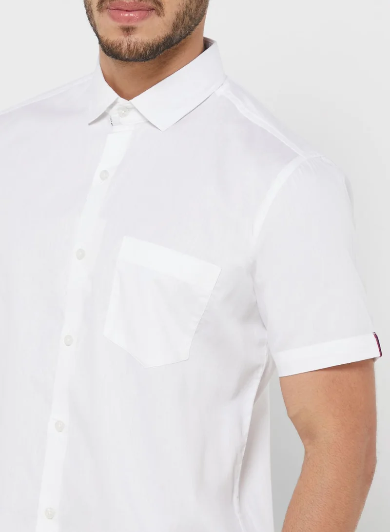 Robert Wood Cutway Collar Regular Shirt Half Sleeve With Turn Up